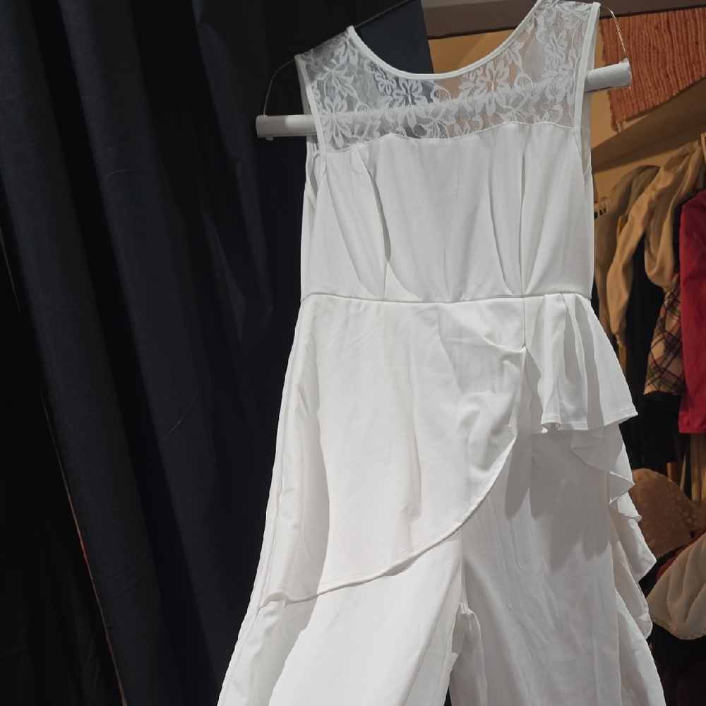 Elegant White Lace Overlay Dress